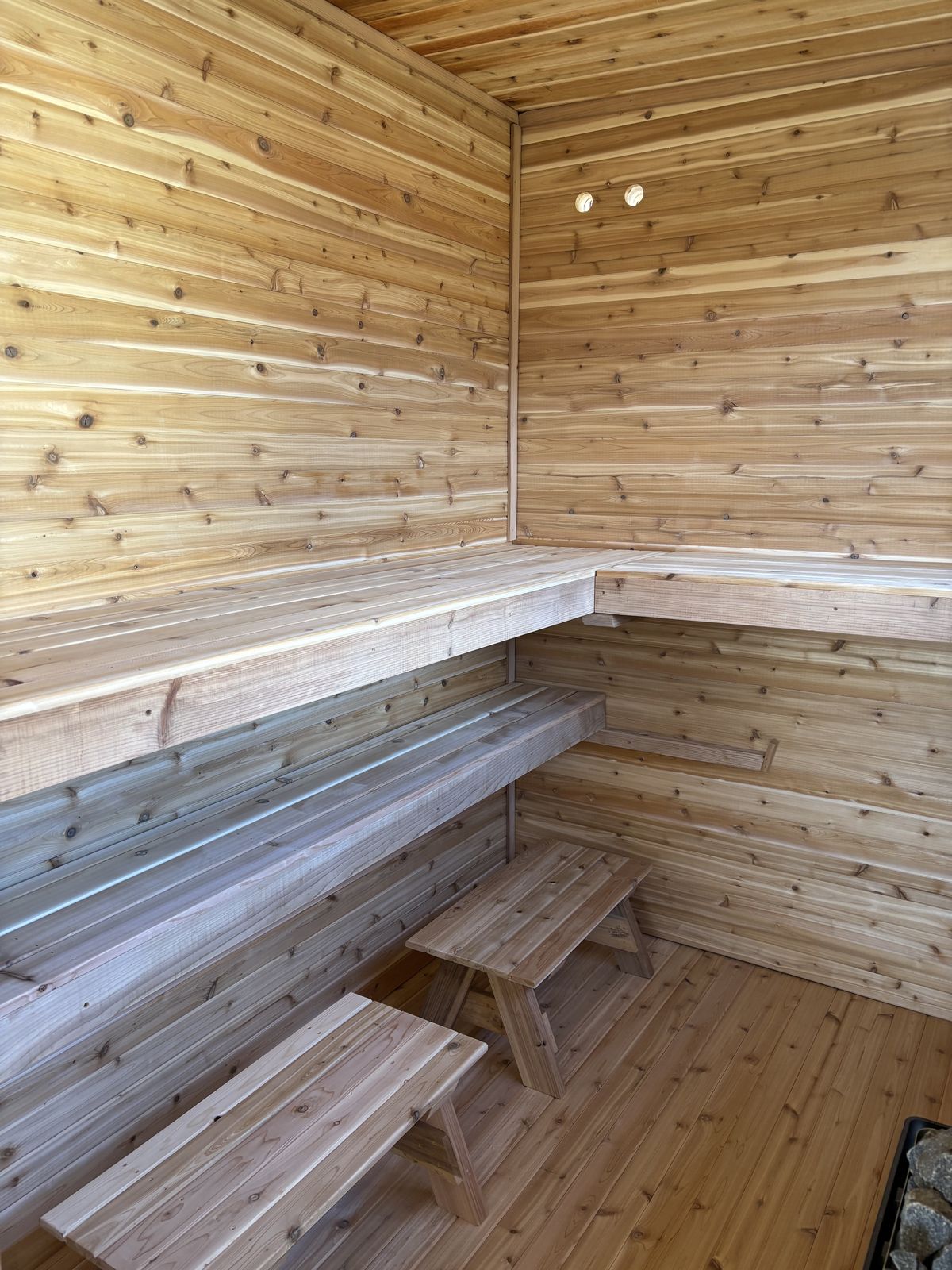 Cedar sauna installation